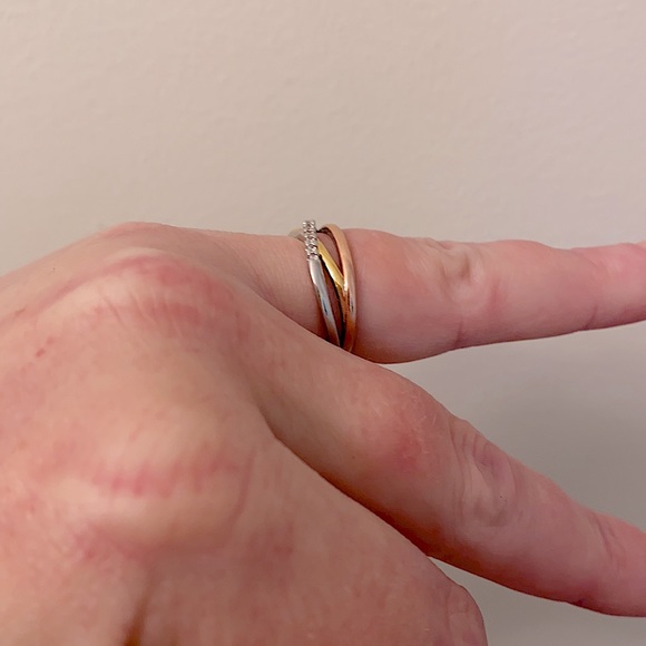 925 Stamped Tricolor CZ Ring And Matching Necklace - Picture 10 of 16